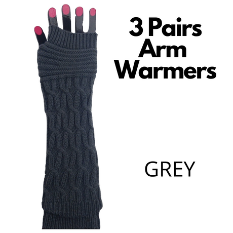 3x Set Arm Warmers Knitted Long Fingerless Gloves Winter Mitten Womens Cover New - Assorted