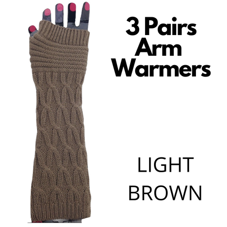 3x Set Arm Warmers Knitted Long Fingerless Gloves Winter Mitten Womens Cover New