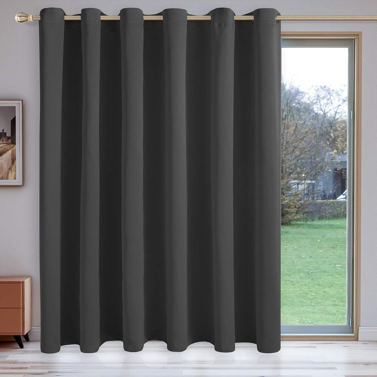 Dark Grey Room Divider Curtains - Total Privacy Wall Room Divider Screens Sound Proof Wide Blackout Curtain