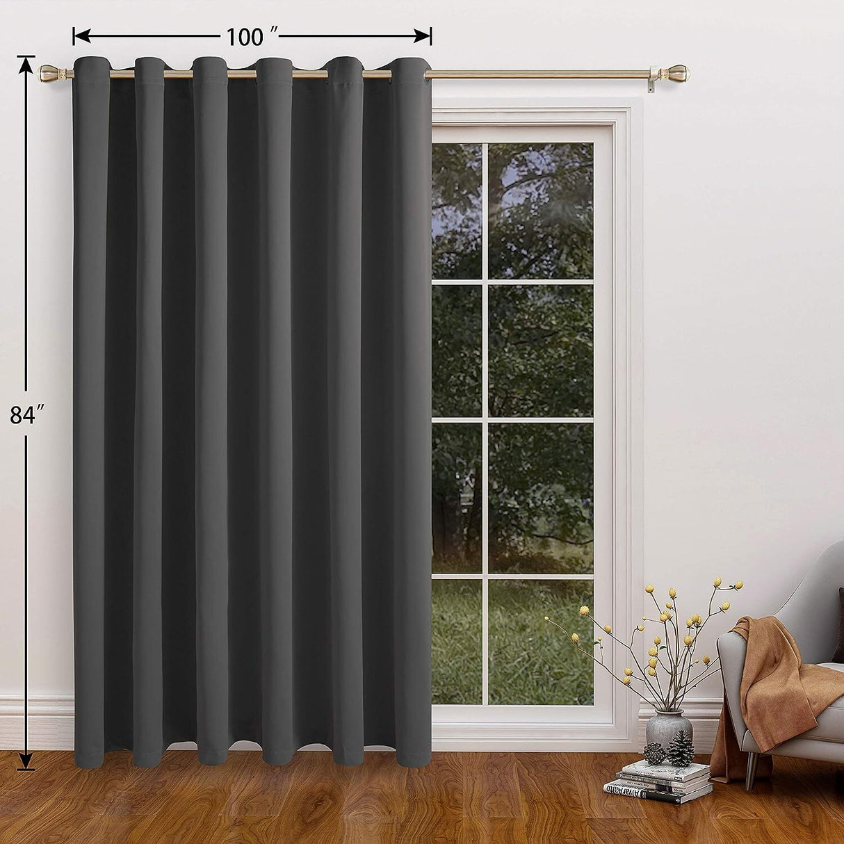 Dark Grey Room Divider Curtains - Total Privacy Wall Room Divider Screens Sound Proof Wide Blackout Curtain