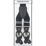 Mens Premium Convertible Suspenders Braces Clip On Elastic Y-Back Traditional - Navy