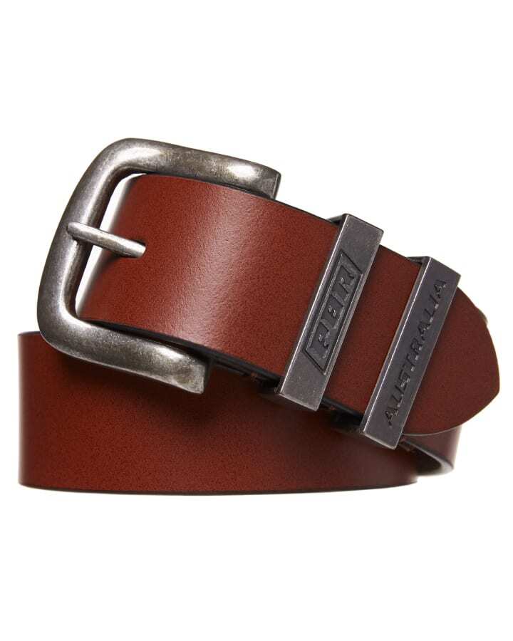 Mens Metal Loop Genuine Buffalo Leather Belt Dual Size - Brown