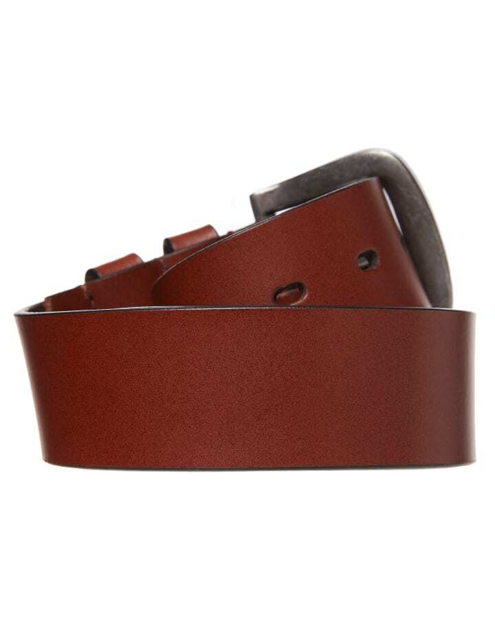 Statesman Mens Genuine Buffalo Leather Belt Dual Size - Brown