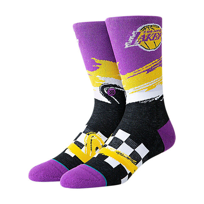 NBA Mens Los Angeles LA Lakers Basketball Shortcut Crew Socks Sports Racer