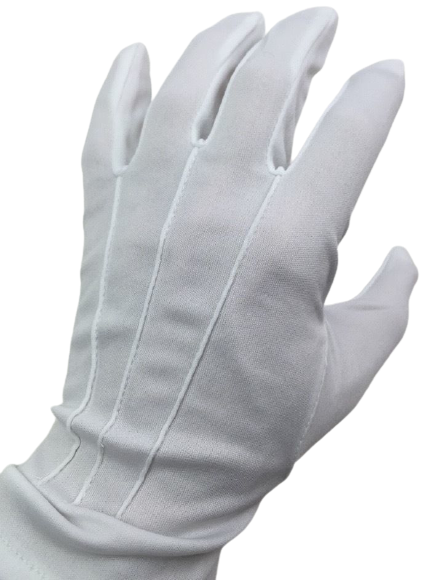 Deluxe Short White Stripe Satin Gloves Magician Driving Wedding Glove One Size