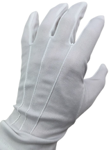 Deluxe Short White Stripe Satin Gloves Magician Driving Wedding Glove One Size