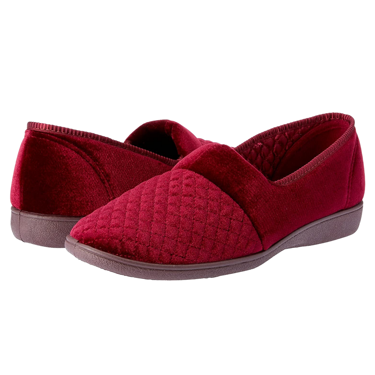 Grosby Marcy 2 Womens Slippers Slip On Indoor Outdoor Quilted Moccasins Shoes - Wine