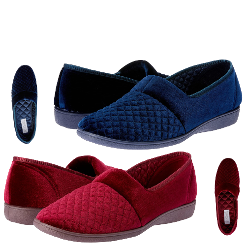 Grosby Marcy 2 Womens Slippers Slip On Indoor Outdoor Quilted Moccasins Shoes - Wine