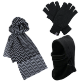 3pc 3M Thinsulate Set Mens Black Thermal Windproof Beanie Hat Scarf Gloves