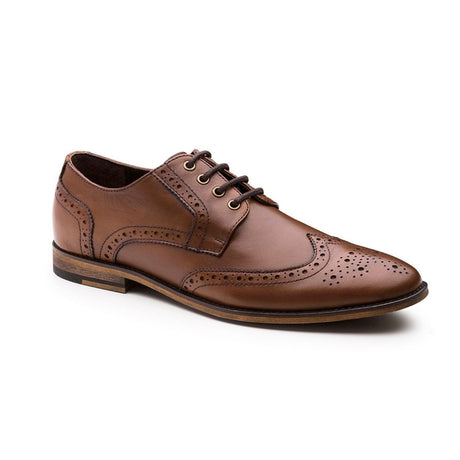 MASSA Barletta Brogues Shoes Mens Lace Up Dress Work Formal Business Leather - Brown