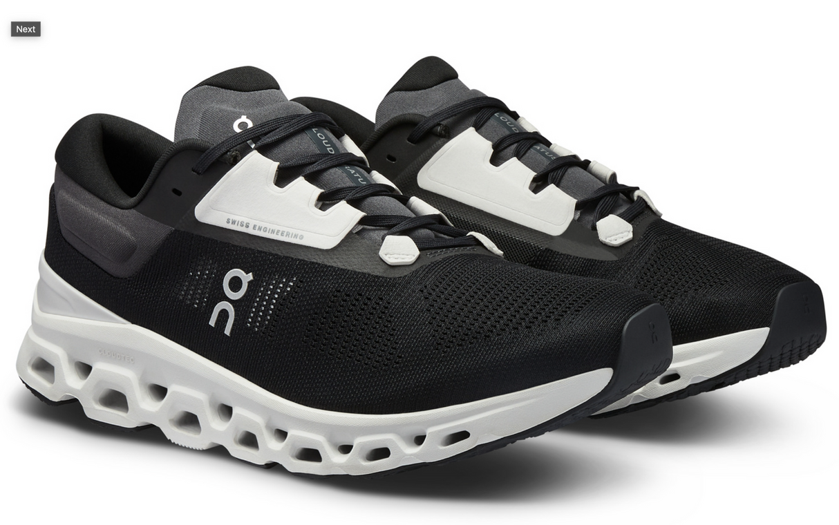 On Running Mens Cloudstratus 3 Sneakers Shoes in Black/Frost US 11.5