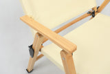 2x Bamboo Canvas Foldable Outdoor Camping Chair Wooden Picnic Park - Khaki/Beige