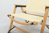 4x Bamboo Canvas Foldable Outdoor Camping Chair Wooden Picnic Park - Khaki/Beige