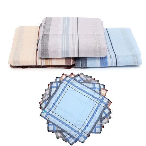 Mens HANDKERCHIEFS 100% Cotton Pocket Square Hanky Handkerchief 35x35cm - 4 Hankies