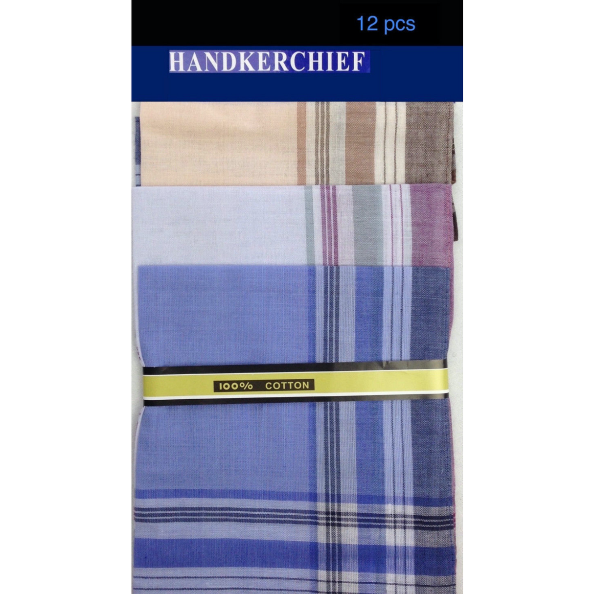 Mens HANDKERCHIEFS 100% Cotton Pocket Square Hanky Handkerchief 5x35cm - 12 Hankies