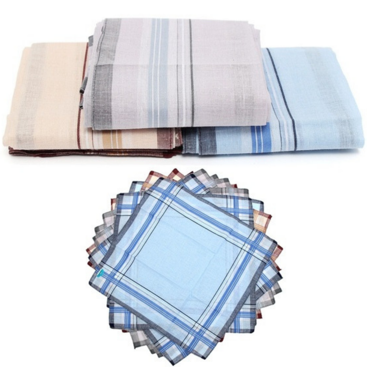 Mens HANDKERCHIEFS 100% Cotton Pocket Square Hanky Handkerchief 35x35cm - 36 Hankies