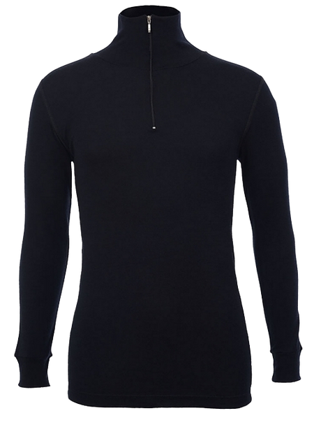 100% Wool MERINO SKINS Mens Half Zip Long Sleeve Thermal Underwear T-Shirt Top - Natural