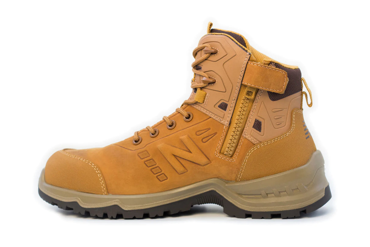 New Balance Mens Contour Steel Toe Cap Safety Work Boots with Zip - Wheat