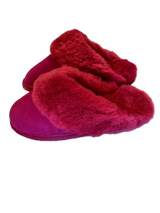 100% Sheepskin Moccasin Slippers Winter Genuine Scuffs Slip On UGG in Red