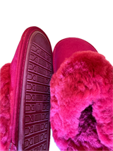 100% Sheepskin Moccasin Slippers Winter Genuine Scuffs Slip On UGG in Red