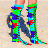 MADMIA MADMAX Dino Kids & Adults Long Knee High Socks - Unisex Pair -Multicolour