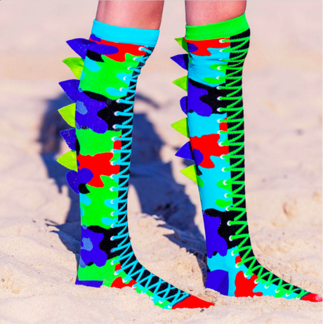 MADMIA MADMAX Dino Kids & Adults Long Knee High Socks - Unisex Pair -Multicolour