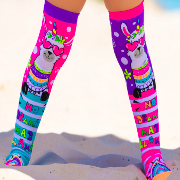 MADMIA Llama Socks Kids & Adults Long Knee High Socks - Girls Pair - Multicolour