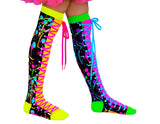 Madmia Girl's Colour Run Socks with Real Neon Shoelaces- Multicolour