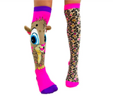 Cheeky Cheetah Girl’s Long Knee High Socks -  Toddlers Pair -  Pink/Brown