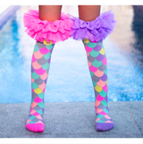 MADMIA Mermaid Frills Girl's Long Knee High Socks - Toddler Unisex - Pink/Purple