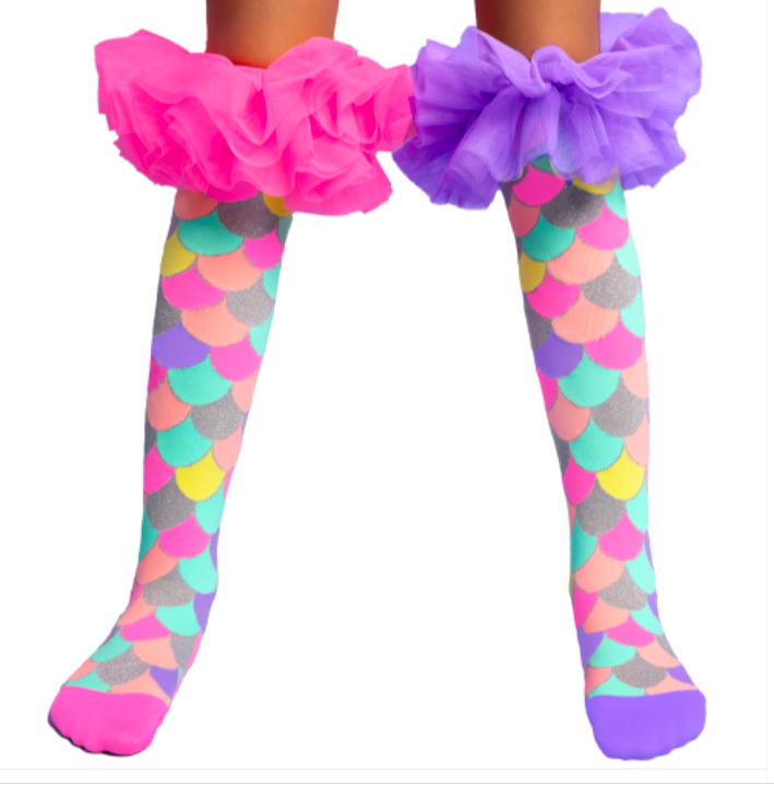 MADMIA Mermaid Frills Girl's Long Knee High Socks - Toddler Unisex - Pink/Purple