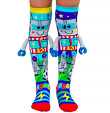 MADMIA Robot Boy’s Long Knee High Socks - Toddlers Unisex Pair -  Blue