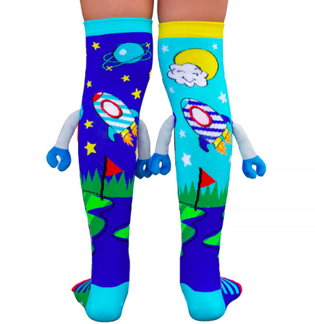 MADMIA Robot Boy’s Long Knee High Socks - Toddlers Unisex Pair -  Blue