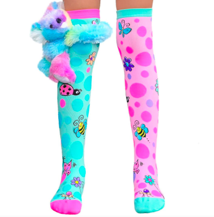 MADMIA Hug Me Koala Toddler Long Knee High Socks - Girl's Pair - Green Pink