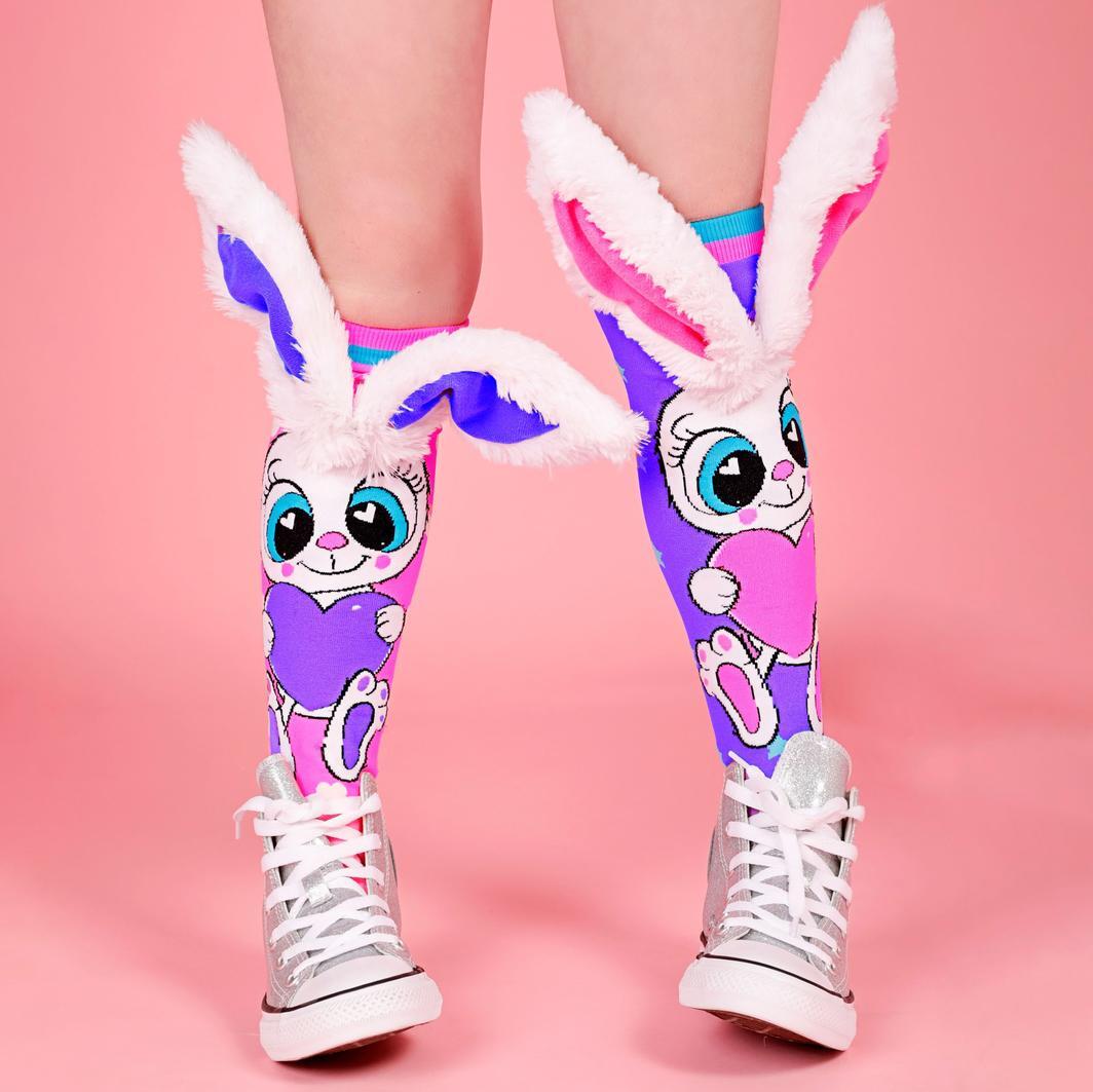 MADMIA Funny Bunny Rabbit Toddler Socks - Purple/pink (Ages 3-5)