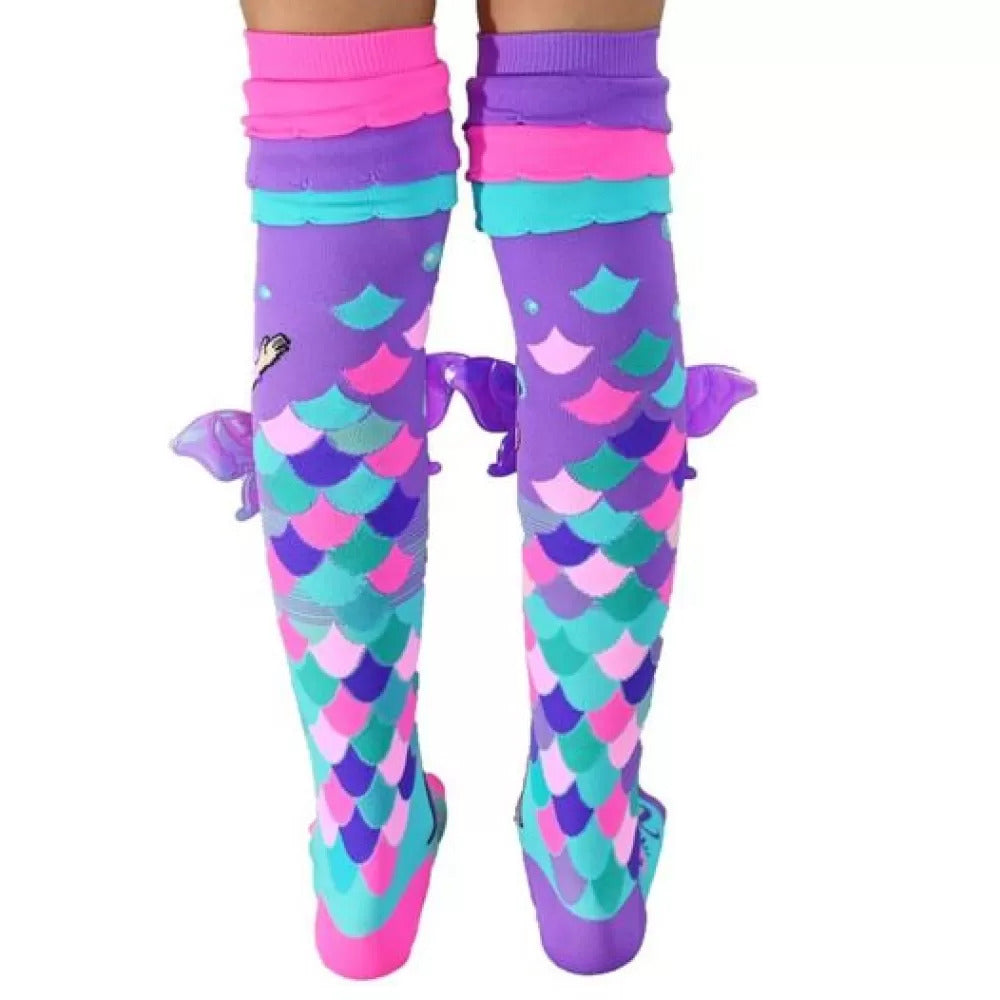 Madmia Girl's Mermaid Vibes Seaworld Colorful Pretty Socks - Pink/Purple/Green