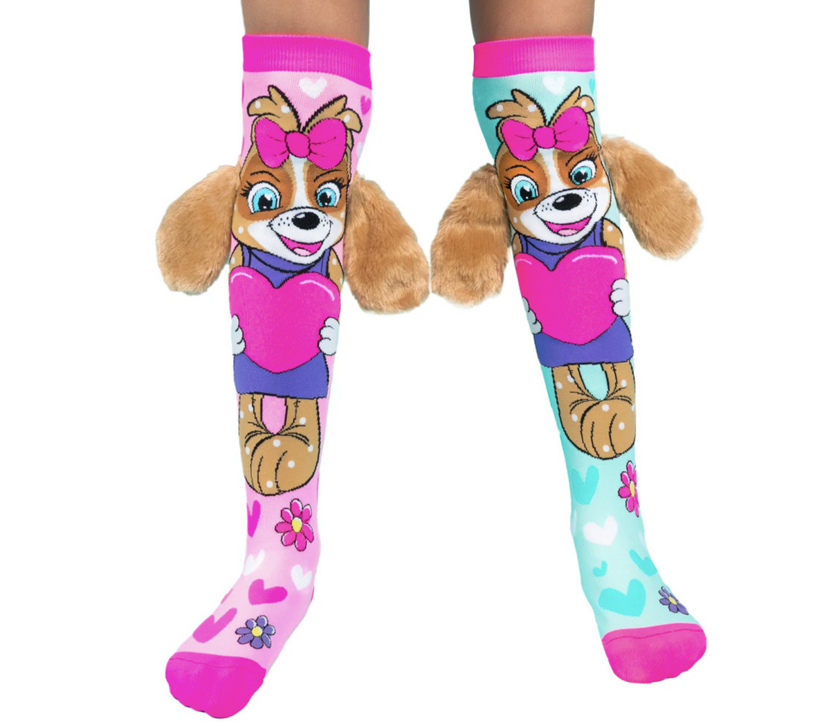 MADMIA Puppy Love Toddler Long Knee High Socks Unisex - Pink - Girls Ages 3-5