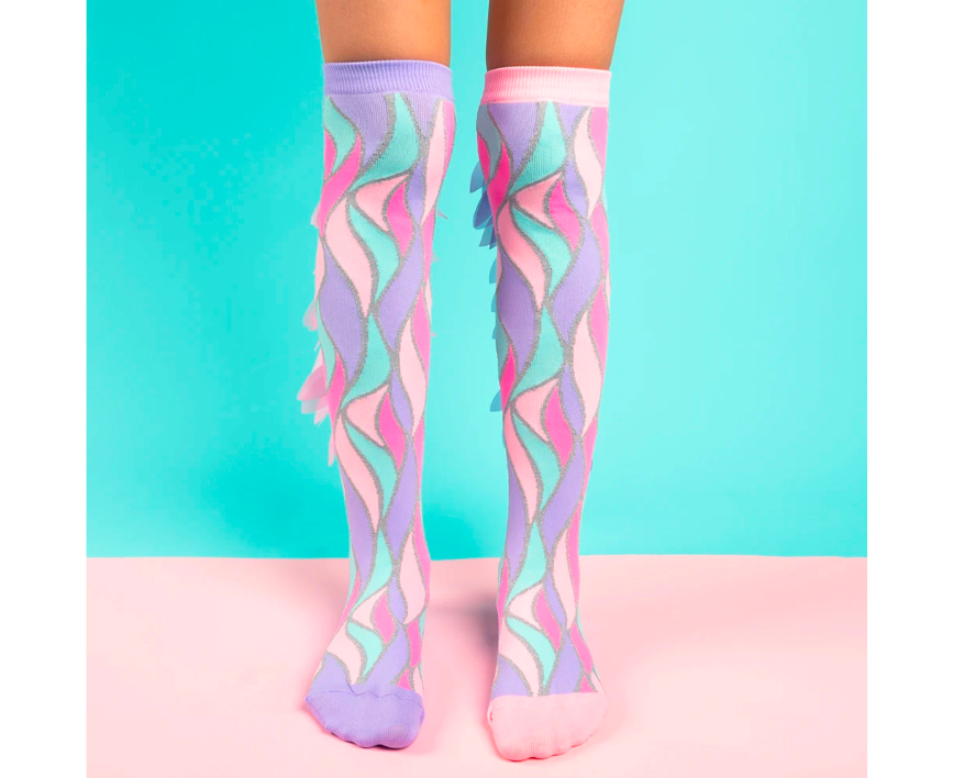 Madmia Fairy Floss Kids & Adults Long Knee High Socks - Girls Pair - Pink/Purple