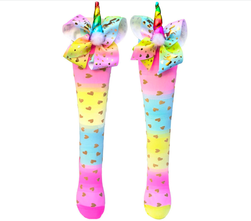 MADMIA Twinkle Toes Toddler Long Knee High Socks - Girl's Pair Pink/Yellow/Blue