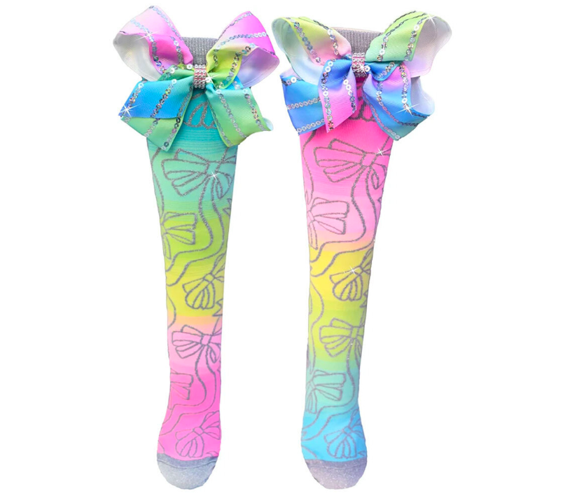 MADMIA Sparkly Bows Toddler Girl's Long Knee High Socks - Pink/Blue/Yellow