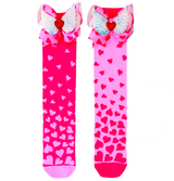 MADMIA Love Heart Kids & Adults Long Knee High Socks - Girl’s Pair - Colour Pink