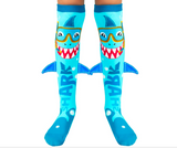 MADMIA Shark Socks Boy’s Long Knee High Socks - Kids & Adults Pair - Blue