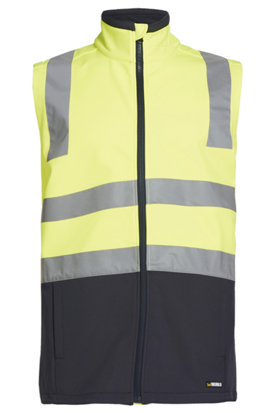 Munka Mens Hi Vis Soft Shell Vest Workwear Work - Yellow/Navy