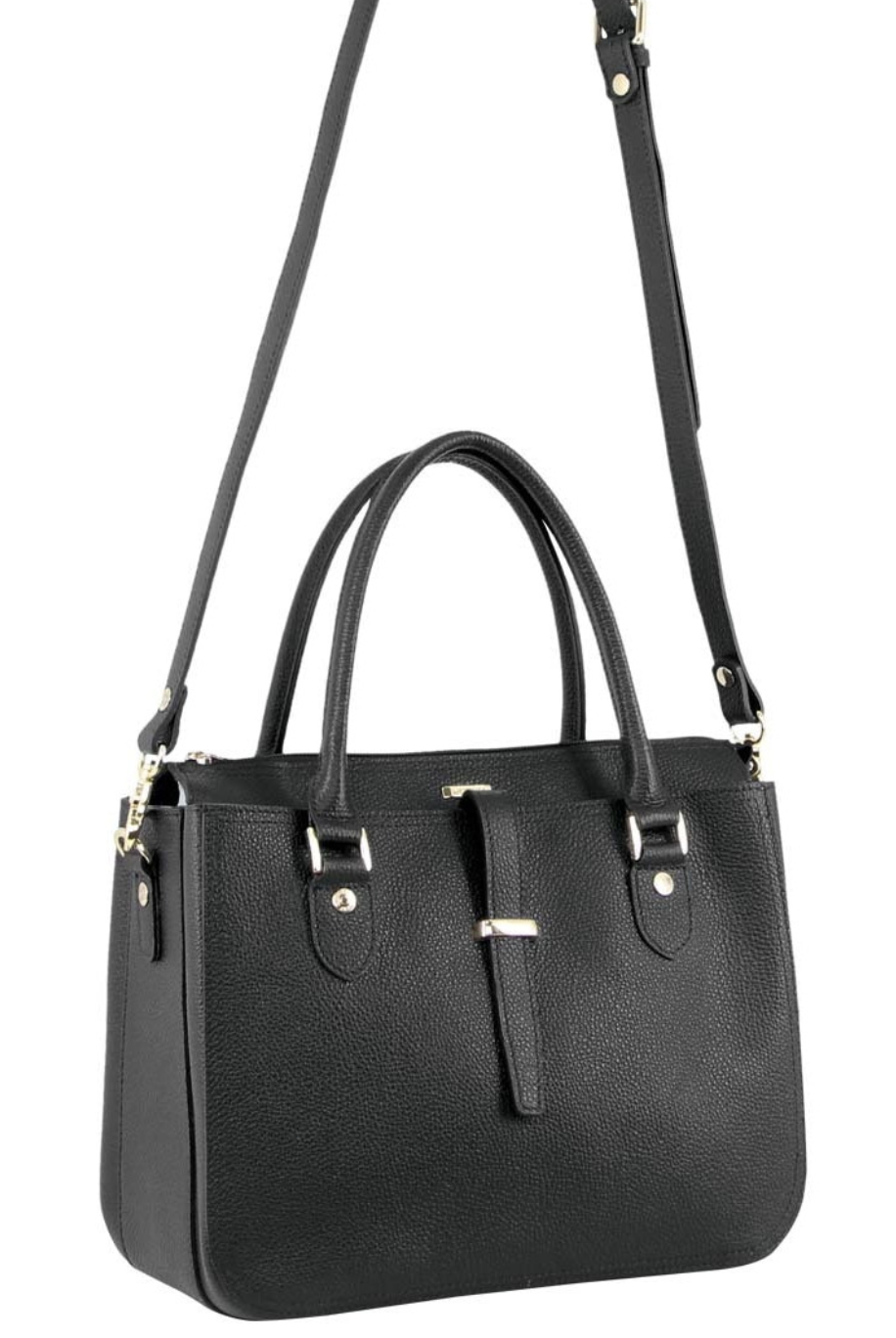 Morrissey Italian Womens Structured Leather Handbag Ladies Bag - Black