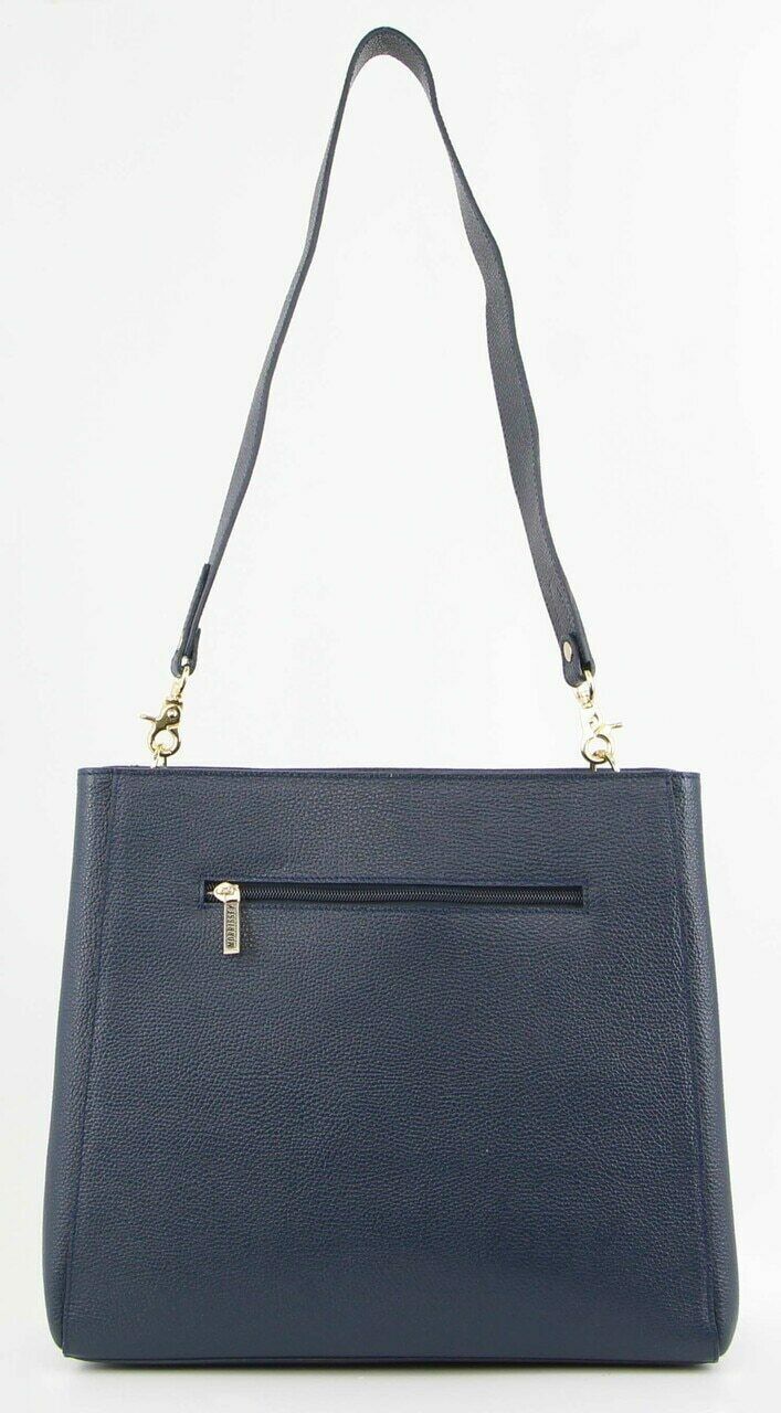 Morrissey Ladies Italian Structured Leather Cross Body Handbag Bag Womens - Navy