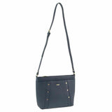 Morrissey Italian Womens Structured Leather Cross Body Handbag Bag Ladies - Navy