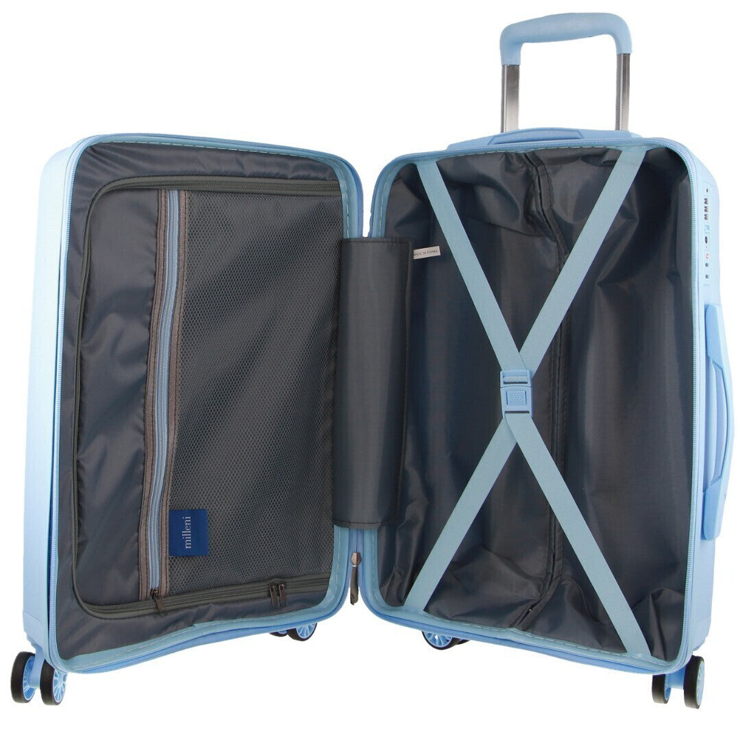 Pierre Cardin Inspired Milleni Hardshell 3-Piece Luggage Set in Blue + FREE Bags