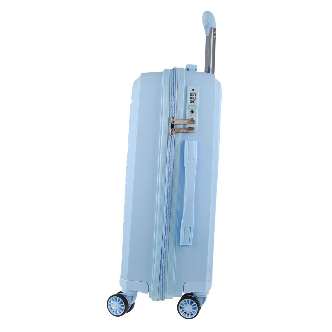 Pierre Cardin Inspired Milleni Hardshell 3-Piece Luggage Set in Blue + FREE Bags