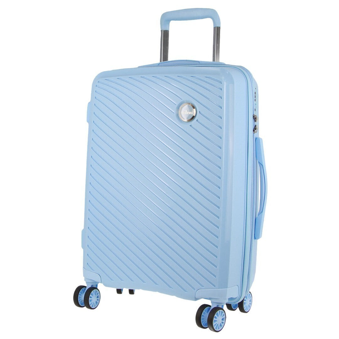 2x Pierre Cardin Inspired Milleni Cabin Luggage Bag 54cm (39L) - Blue & White