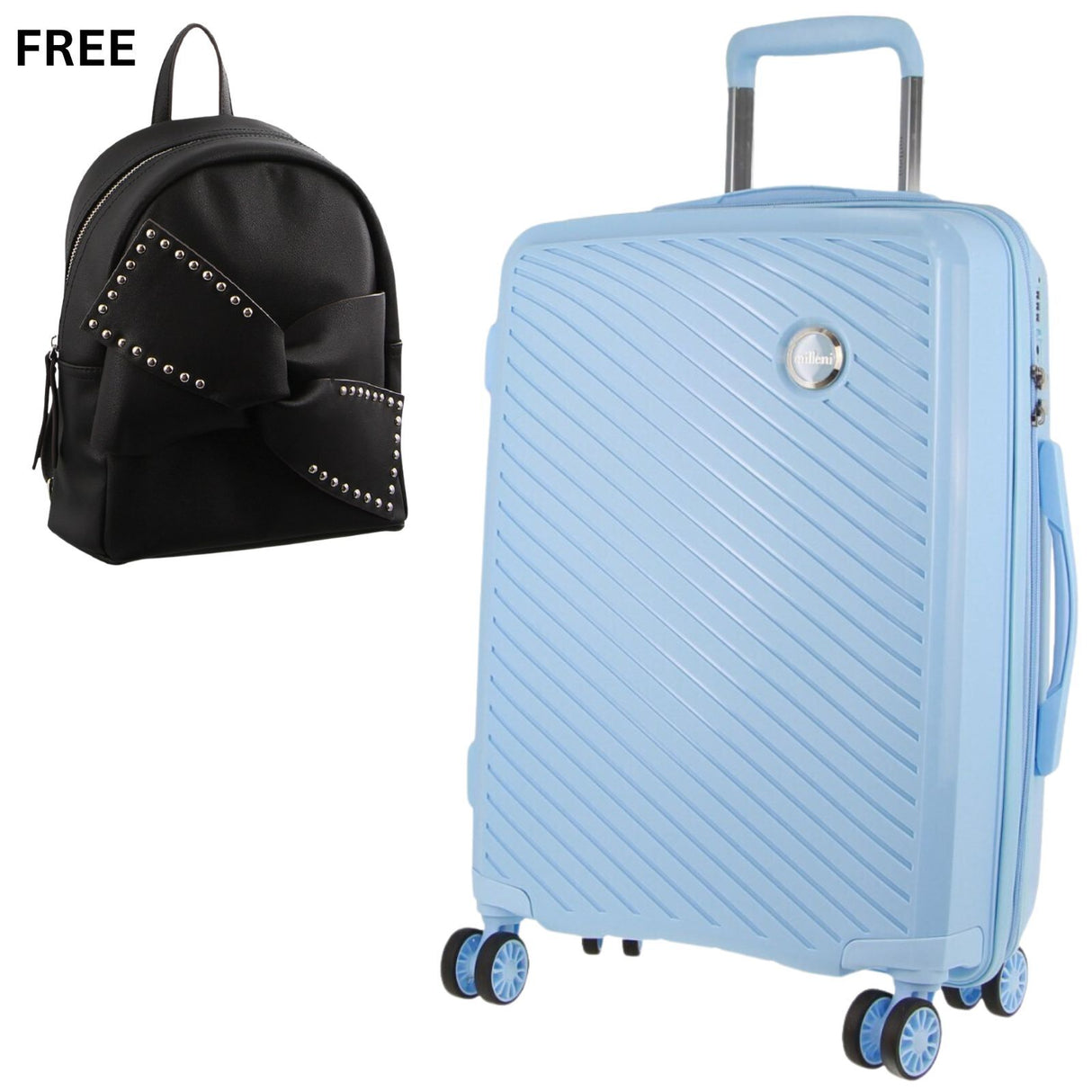 Pierre Cardin Inspired Milleni Luggage Bag Large in Blue + FREE Milleni Backpack